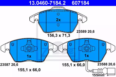 Комплект тормозных колодок дискового тормоза ATE 13.0460-7184.2