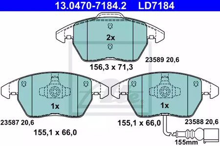 Колодки тормозные дисковые ATE 13.0470-7184.2