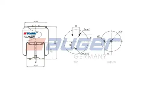Augau343608-k пневмоподушка со стаканом AUGER AU 343608-K