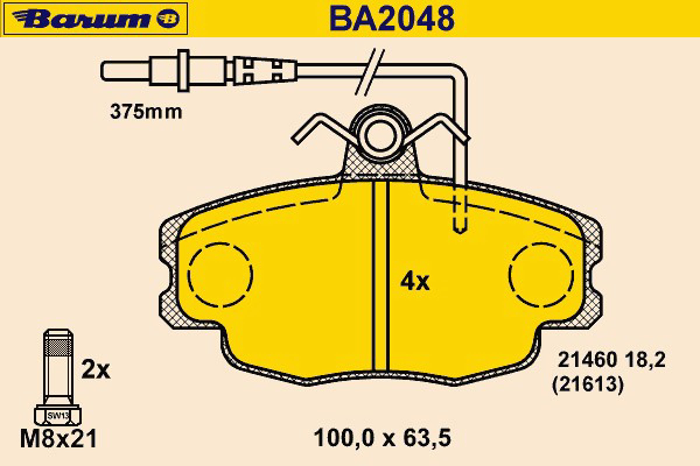 Колодки тормозные дисковые BARUM BA2048