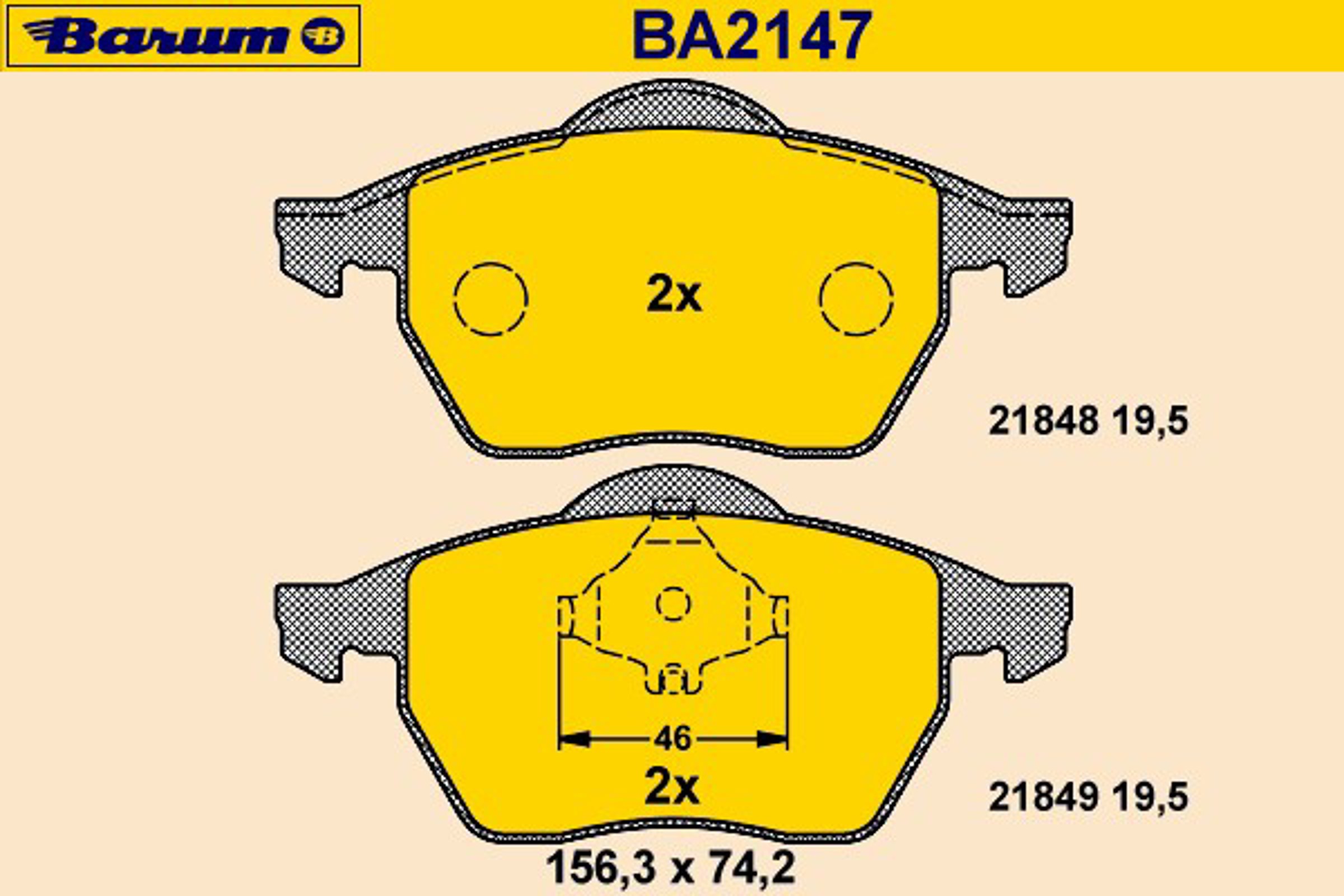 Колодки тормозные дисковые BARUM BA2147