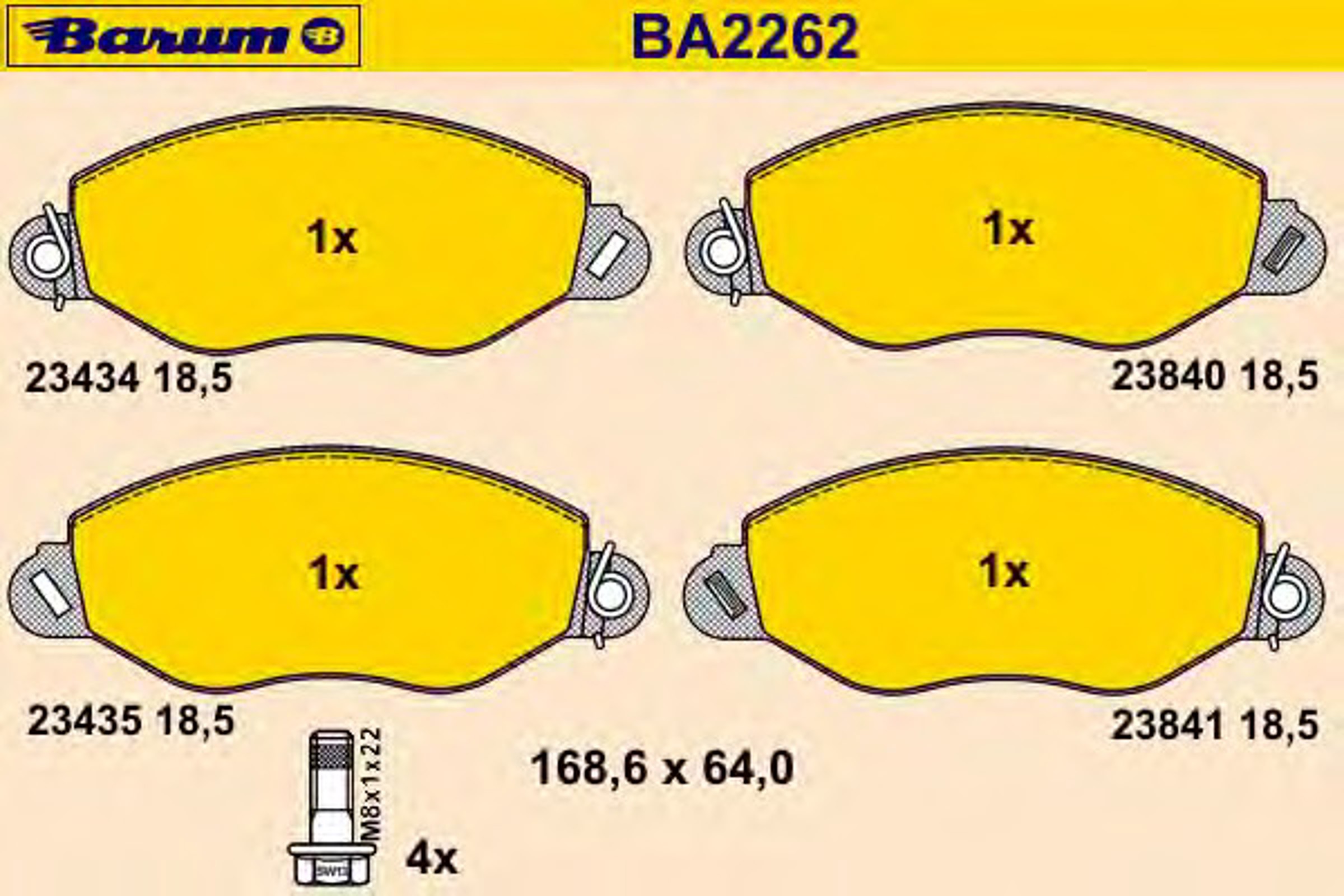 Колодки тормозные дисковые BARUM BA2262