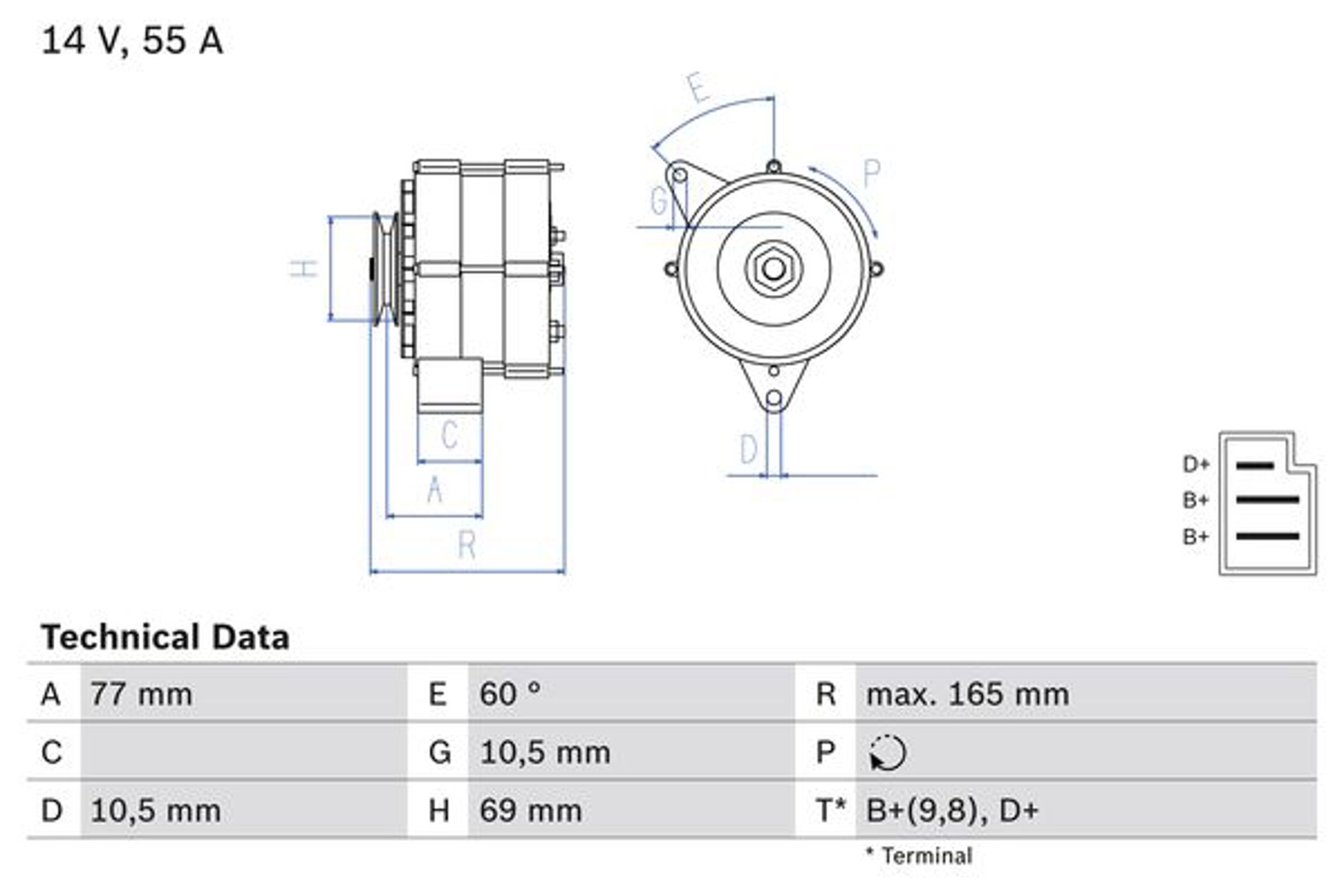Генератор BOSCH 0986031400