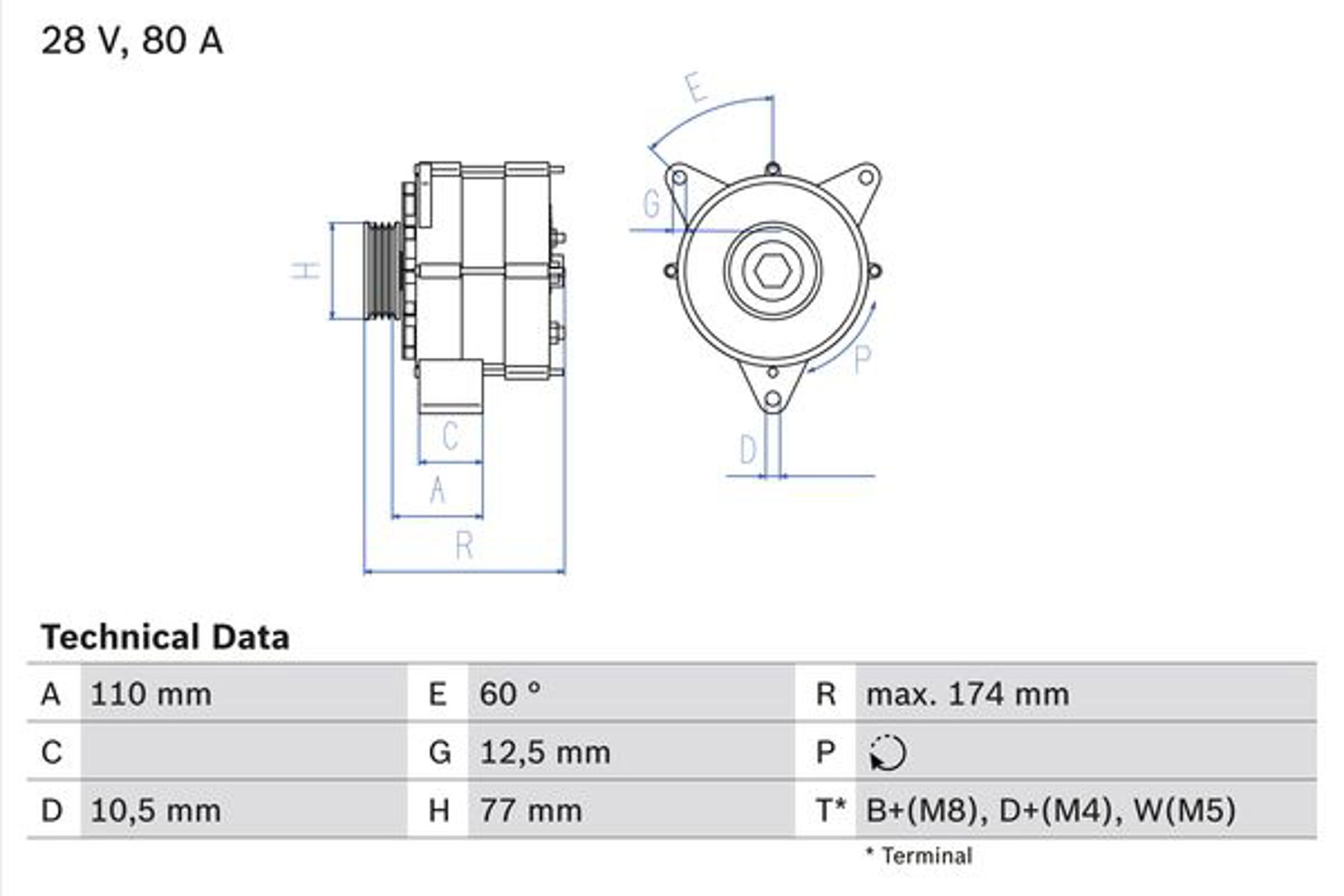 Генератор BOSCH 0986039790