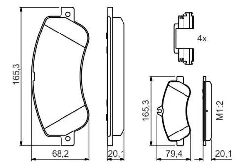 Колодки тормозные дисковые /комплект 4 шт/ BOSCH 0986494648