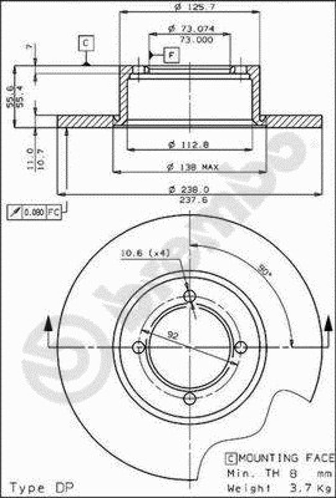 Диск тормозной BRECO BS 7009