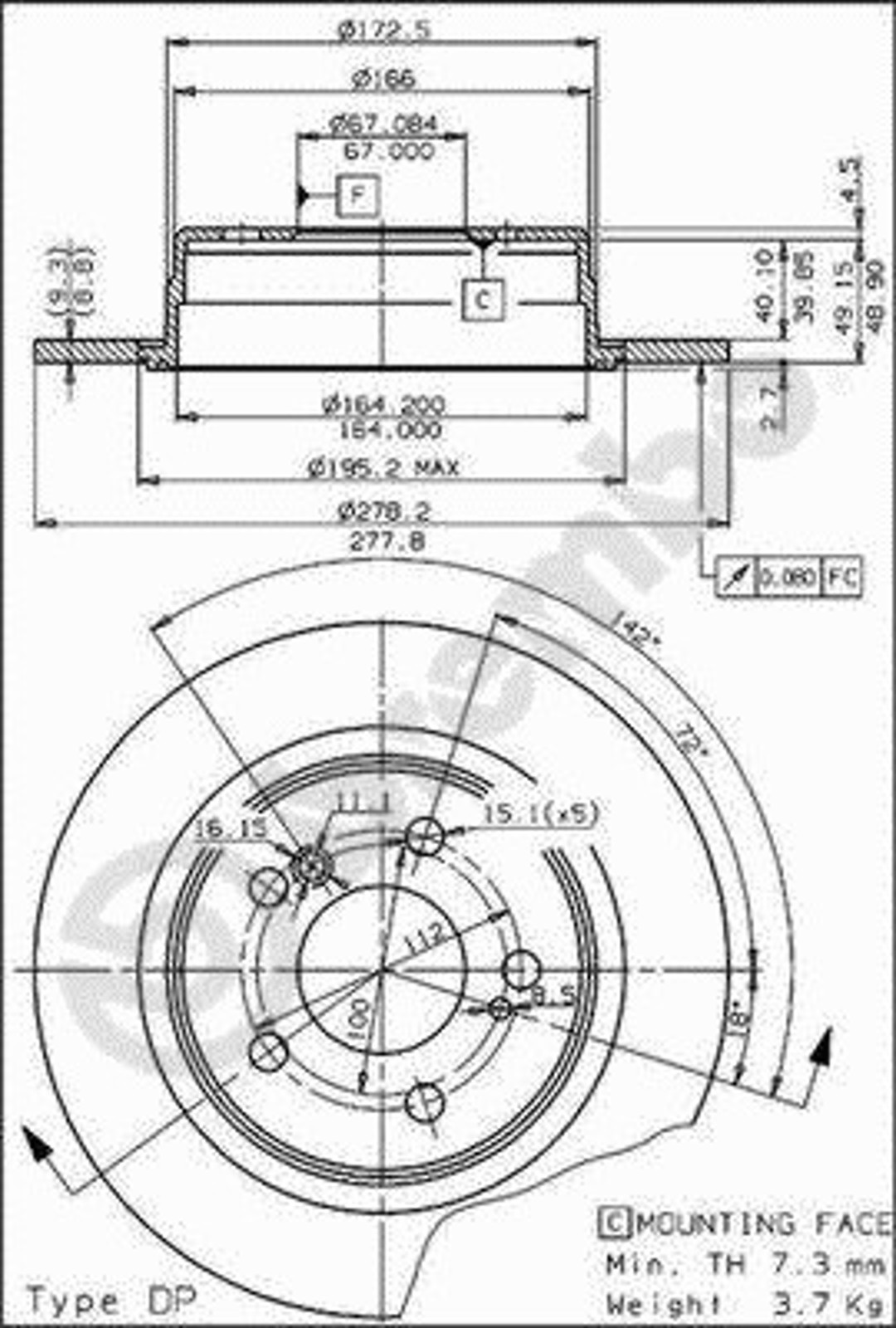 Диск тормозной BRECO BS 7389