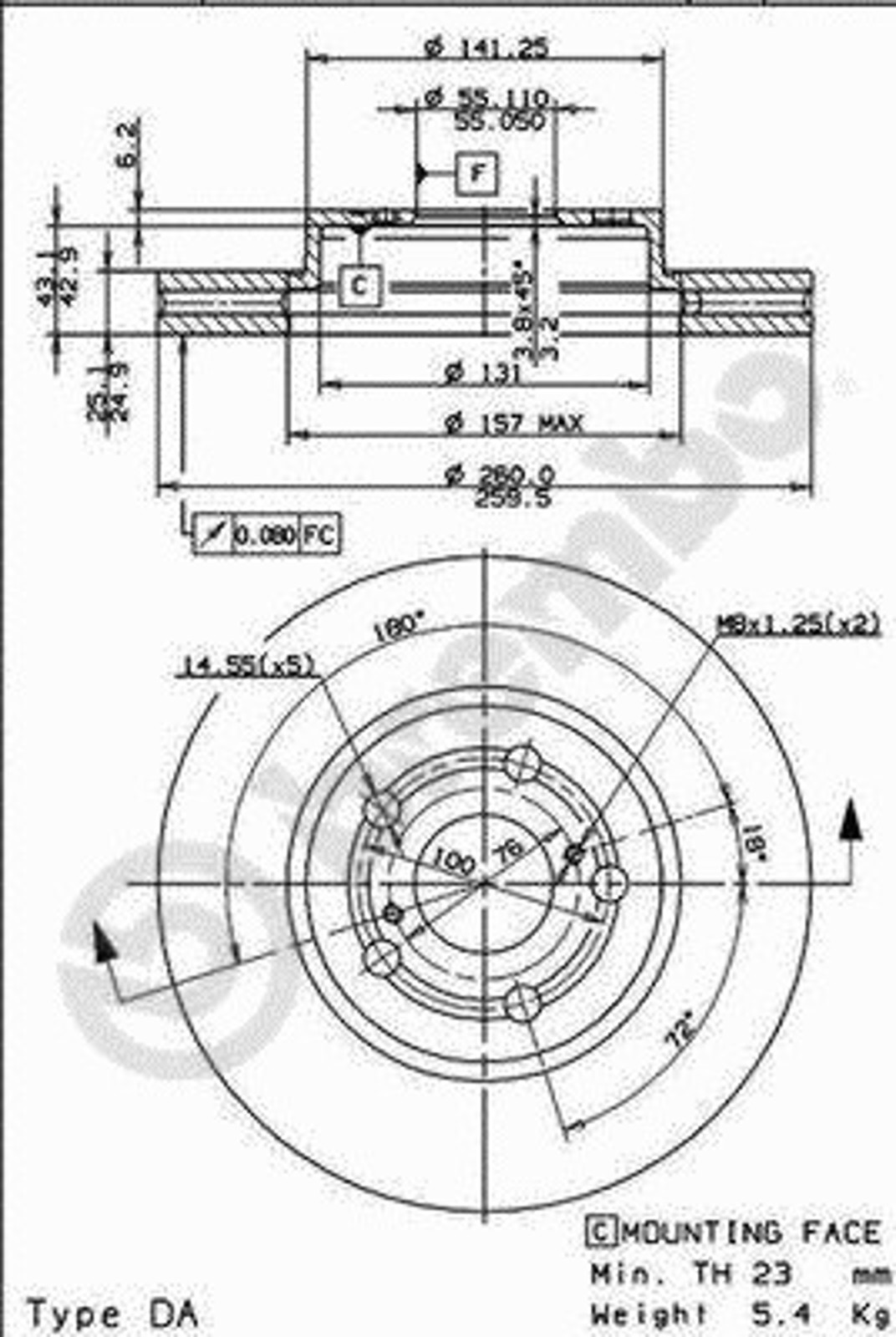 Диск тормозной BRECO BS 8322
