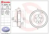 Барабан тормозной beben ham BREMBO 14.E278.10