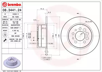 Диск тормозной BREMBO 08.3441.24