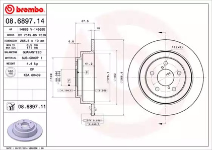 Диск тормозной BREMBO 08.6897.11