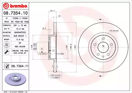 Тормозной диск BREMBO 08.7354.11