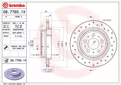 Тормозной диск BREMBO 08.7765.1X