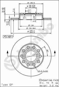 Диск тормозной BREMBO 08.9136.11
