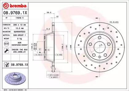 Тормозной диск BREMBO 08.9769.1X