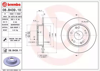 Тормозной диск BREMBO 08.B439.11