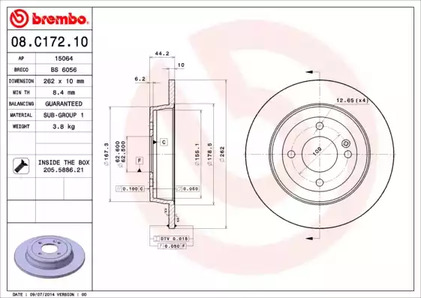 Тормозной диск BREMBO 08.C172.10