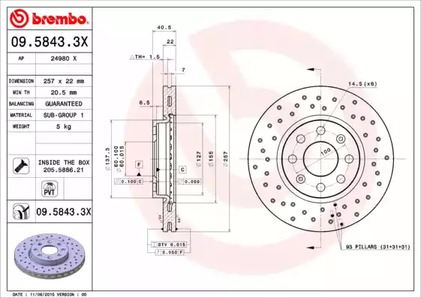 Тормозной диск BREMBO 09.5843.3X