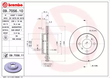 Тормозной диск BREMBO 09.7056.11