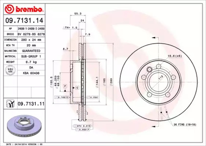 Диск тормозной BREMBO 09.7131.11