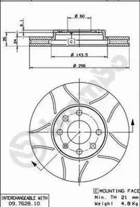 Диск тормозной BREMBO 09.7628.75