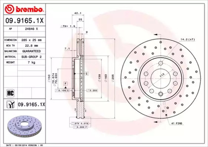 Диск тормозной BREMBO 09.9165.1X