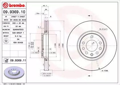 Тормозной диск BREMBO 09.9369.10
