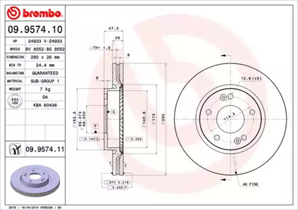 Диск тормозной BREMBO 09.9574.11