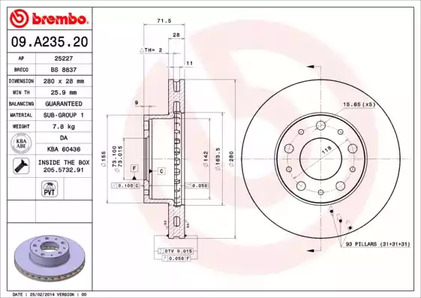 Тормозной диск BREMBO 09.A235.20