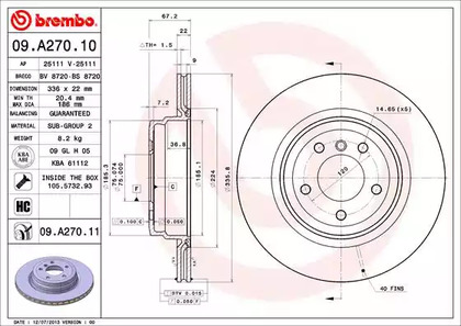 Диск тормозной BREMBO 09.A270.11