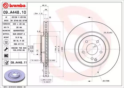 Диск тормозной BREMBO 09.A448.11