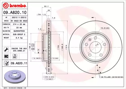 Тормозной диск BREMBO 09.A820.11