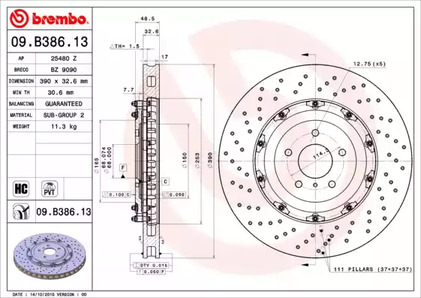 Тормозной диск BREMBO 09.B386.13
