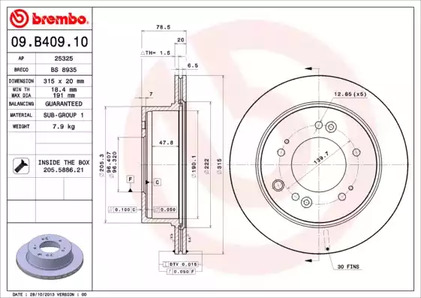 Диск тормозной BREMBO 09.B409.10