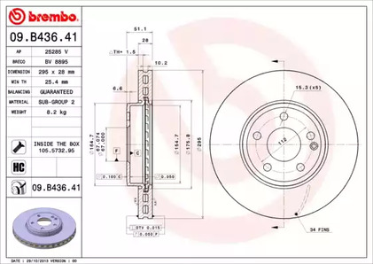 Диск тормозной BREMBO 09.B436.41