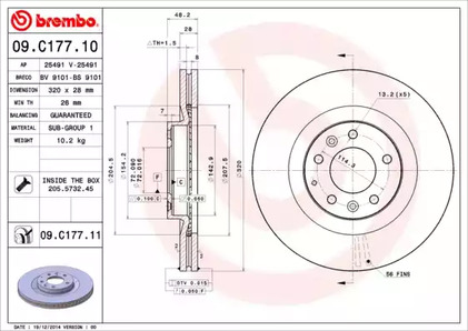 Тормозной диск BREMBO 09.C177.11
