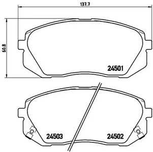 Комплект тормозных колодок дискового тормоза BREMBO P 30 039