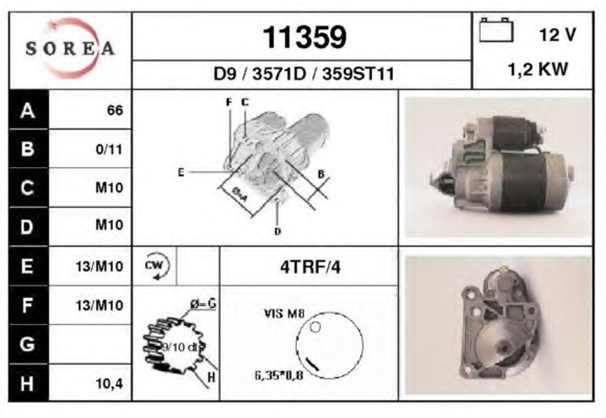 Стартер EAI 11359