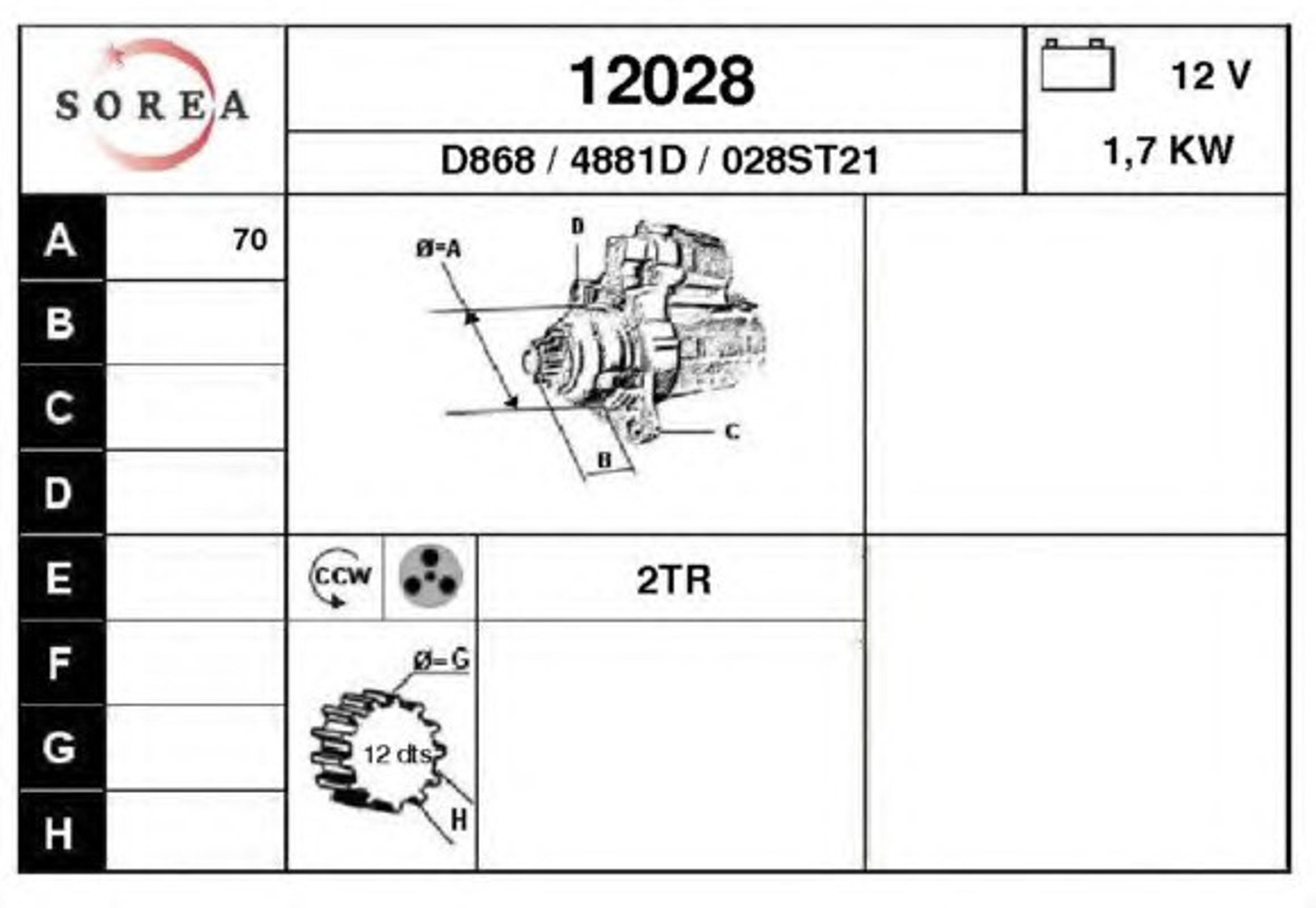 Стартер EAI 12028
