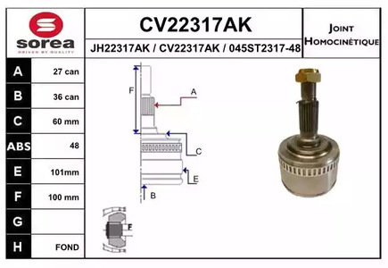 Шарнирный комплект приводного вала EAI CV22317AK