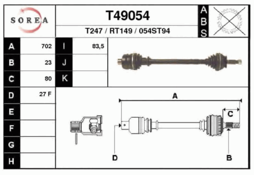 Полуось EAI T49054