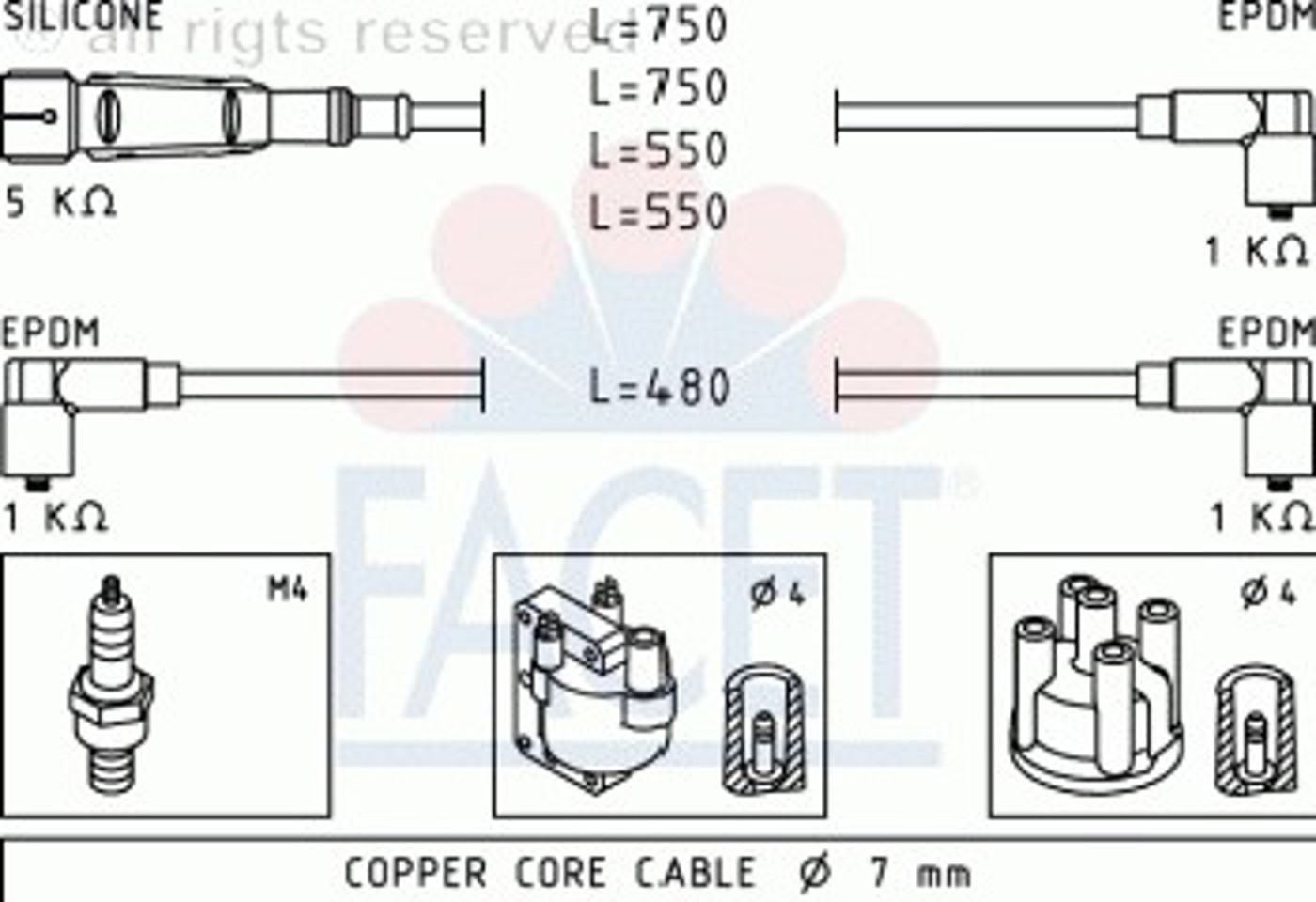 Комплект проводов зажигания FACET 4.8736