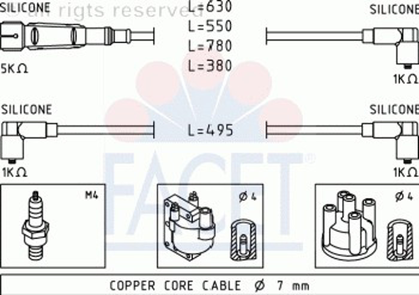 Комплект проводов зажигания FACET 4.9660
