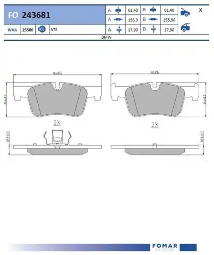Fo 243681 колодки дисковые передние FOMAR FRICTION FO 243681