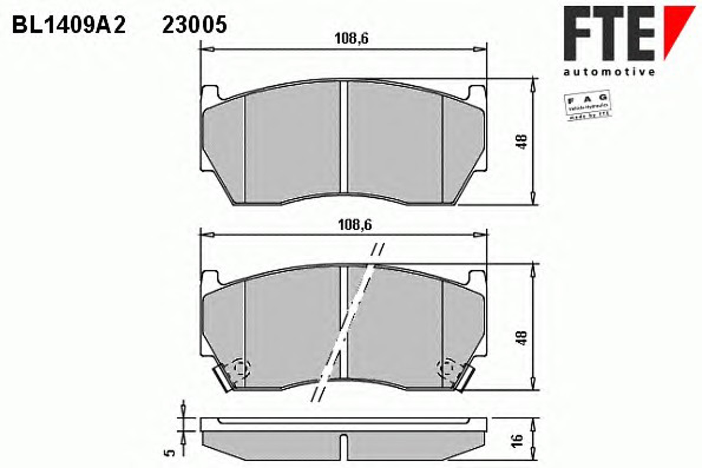 Комплект тормозных колодок дисковый тормоз FTE BL1409A2