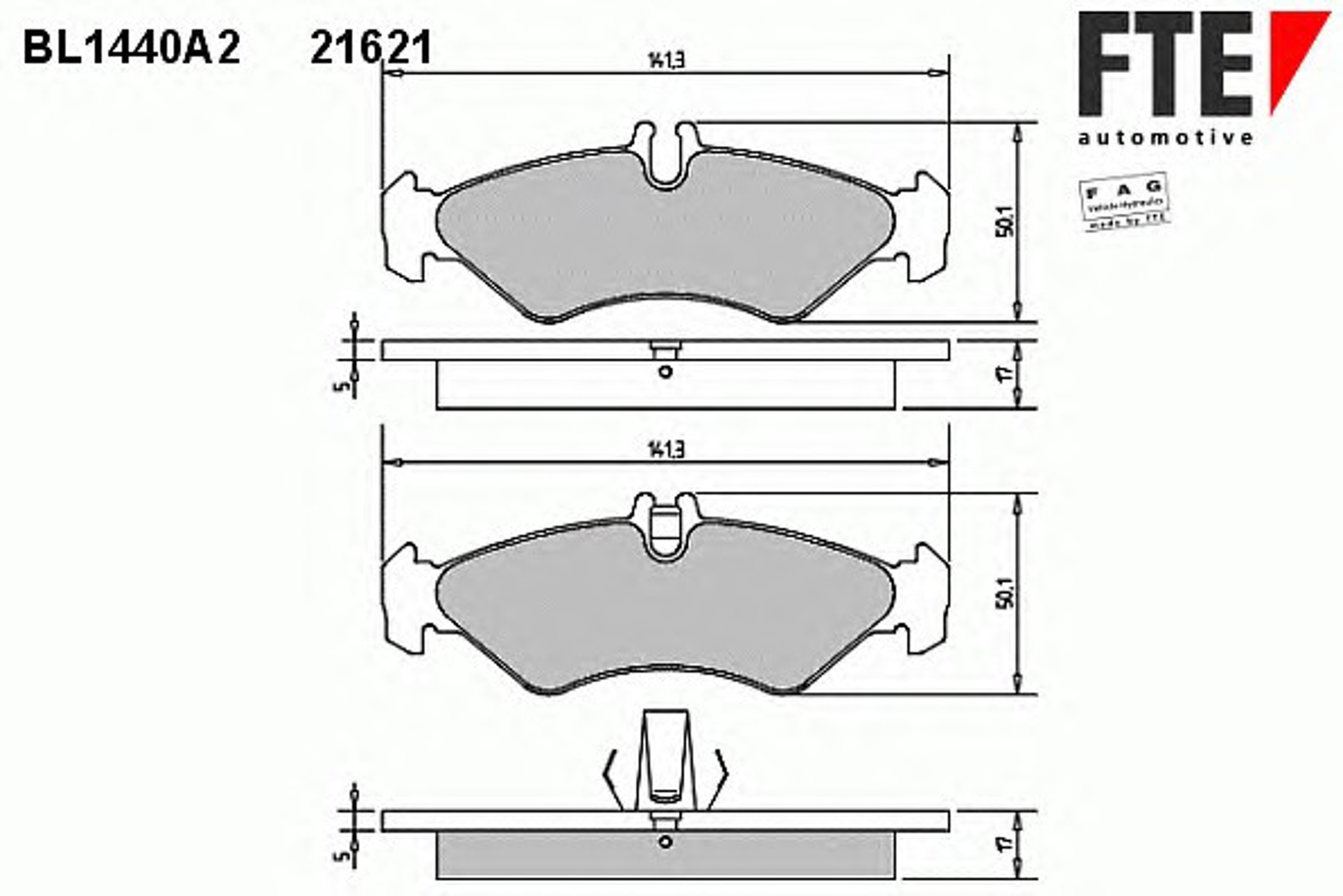 Комплект тормозных колодок дисковый тормоз FTE BL1440A2