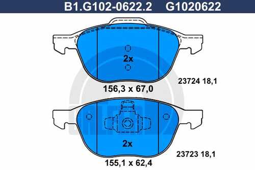 Колодки тормозные дисковые GALFER B1-G102-0622-2