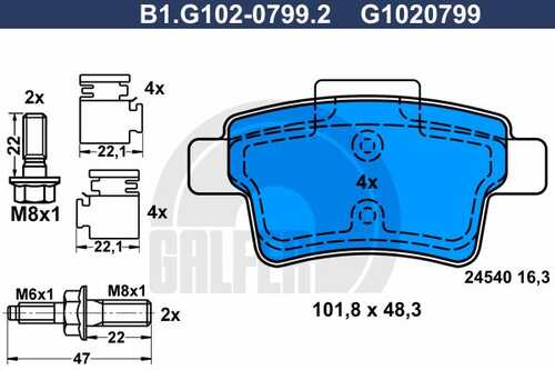 Колодки тормозные дисковые GALFER B1-G102-0799-2