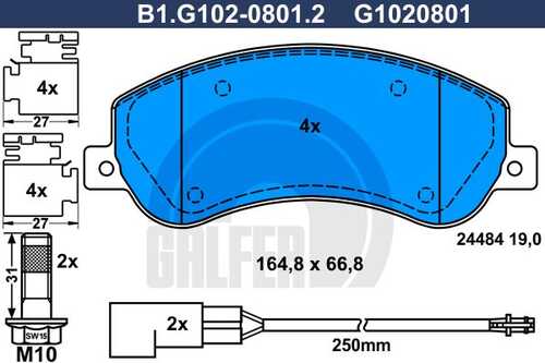 Колодки тормозные дисковые GALFER B1-G102-0801-2