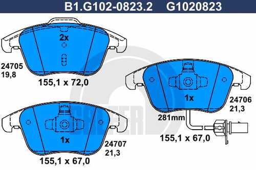 Колодки тормозные GALFER B1-G102-0823-2